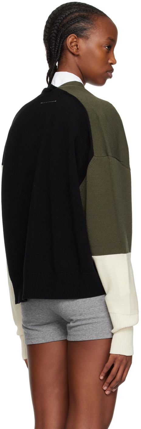 MM6 Maison Margiela Maglia Cardigan in misto lana a coste con rotture M60879-MM06P