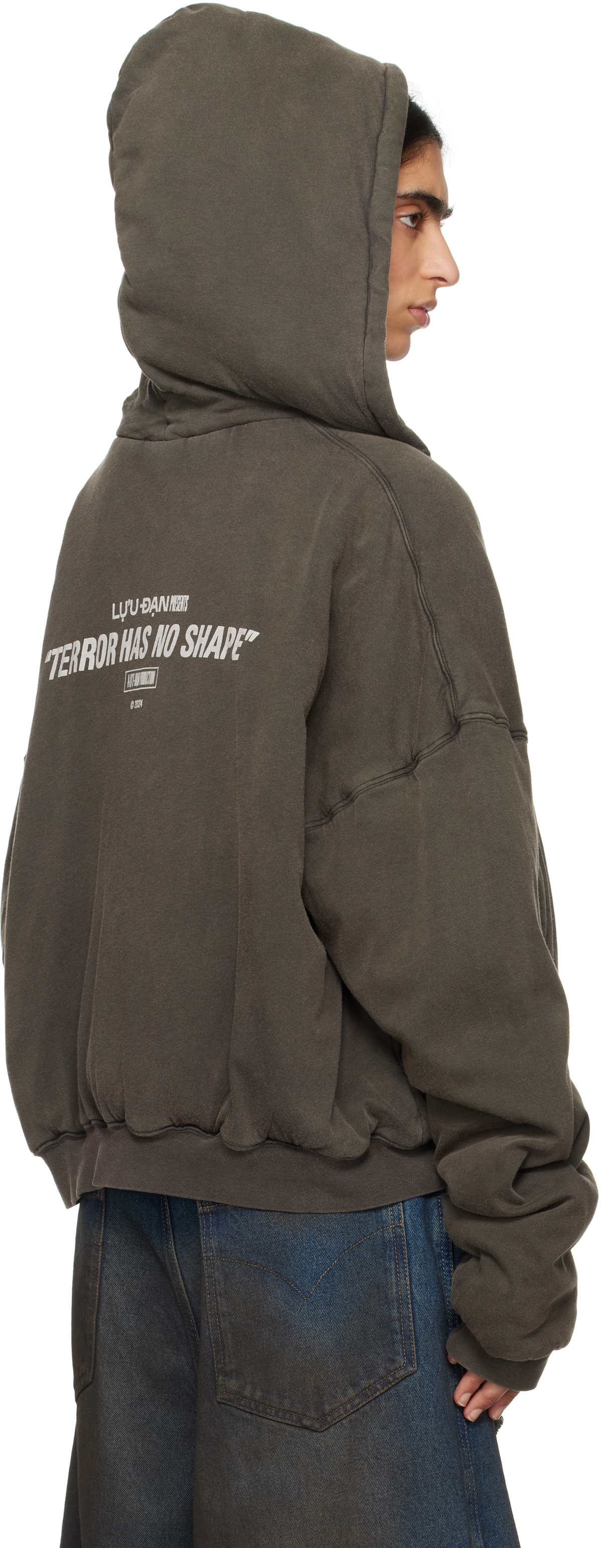 LU'U DAN Gray Wadded Hoodie