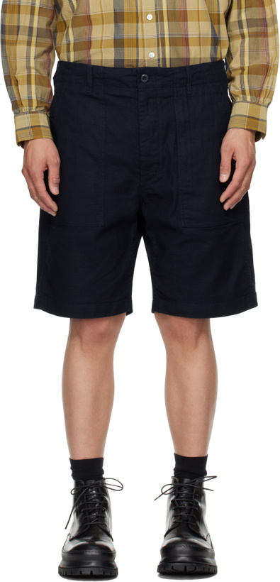 Photo: Engineered Garments Navy Fatigue Shorts