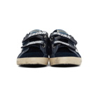 Golden Goose Navy and White Corduroy Old School Superstar Sneakers