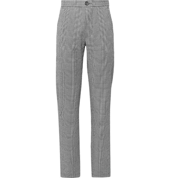 Photo: Oliver Spencer - Midnight-Blue Checked Cotton-Blend Seersucker Suit Trousers - Midnight blue