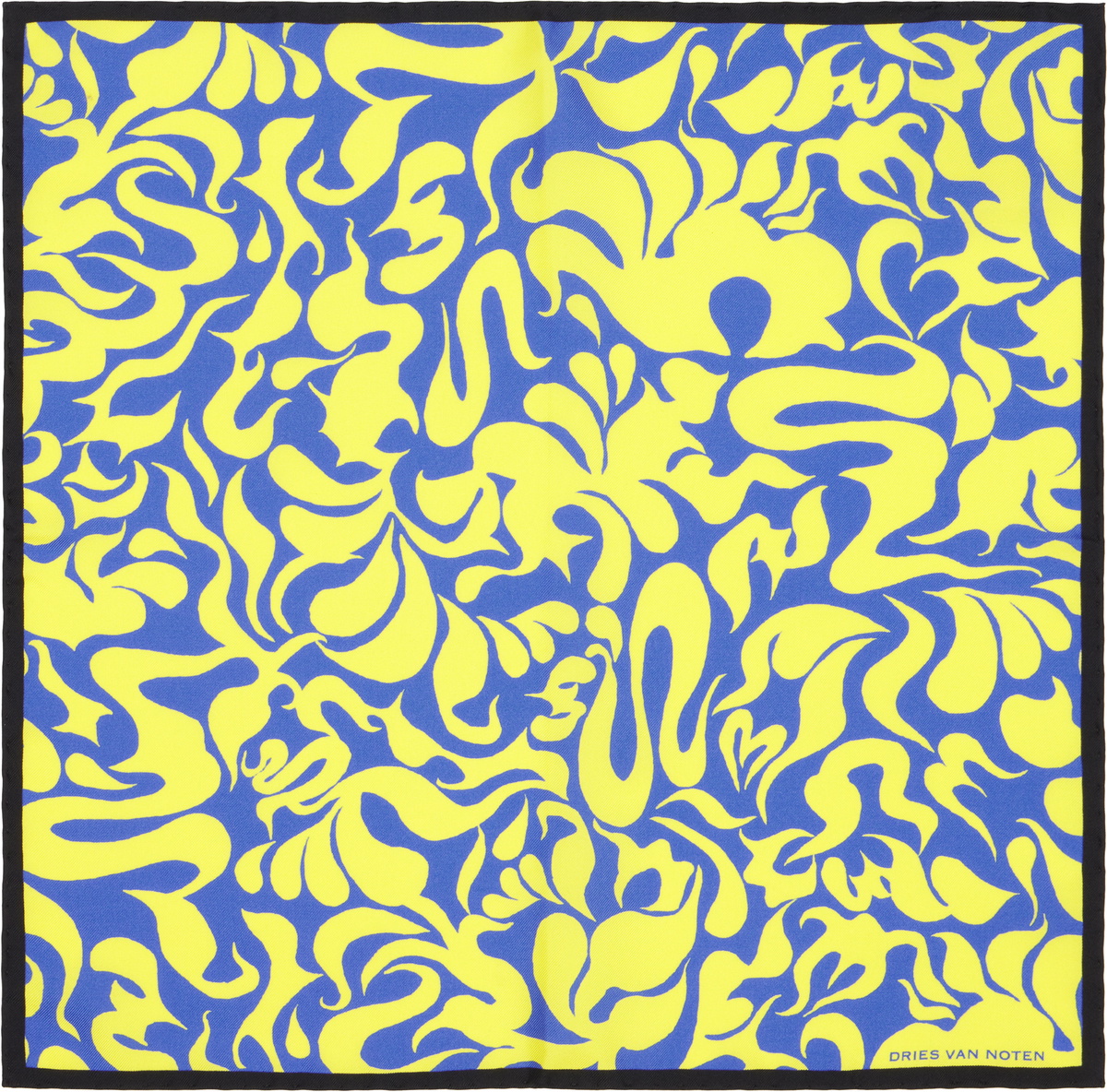Dries Van Noten Yellow & Blue Silk Pocket Square
