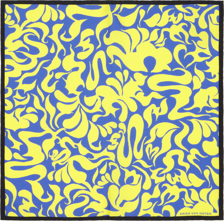 Photo: Dries Van Noten Yellow & Blue Silk Pocket Square