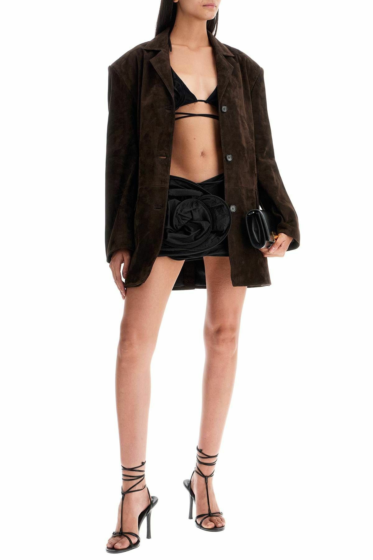 MAGDA BUTRYM silk mini skirt with 3d Black Magda Butrym
