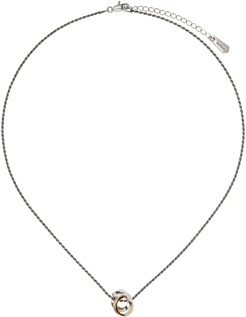 Paul Smith Gunmetal Double Ring Necklace