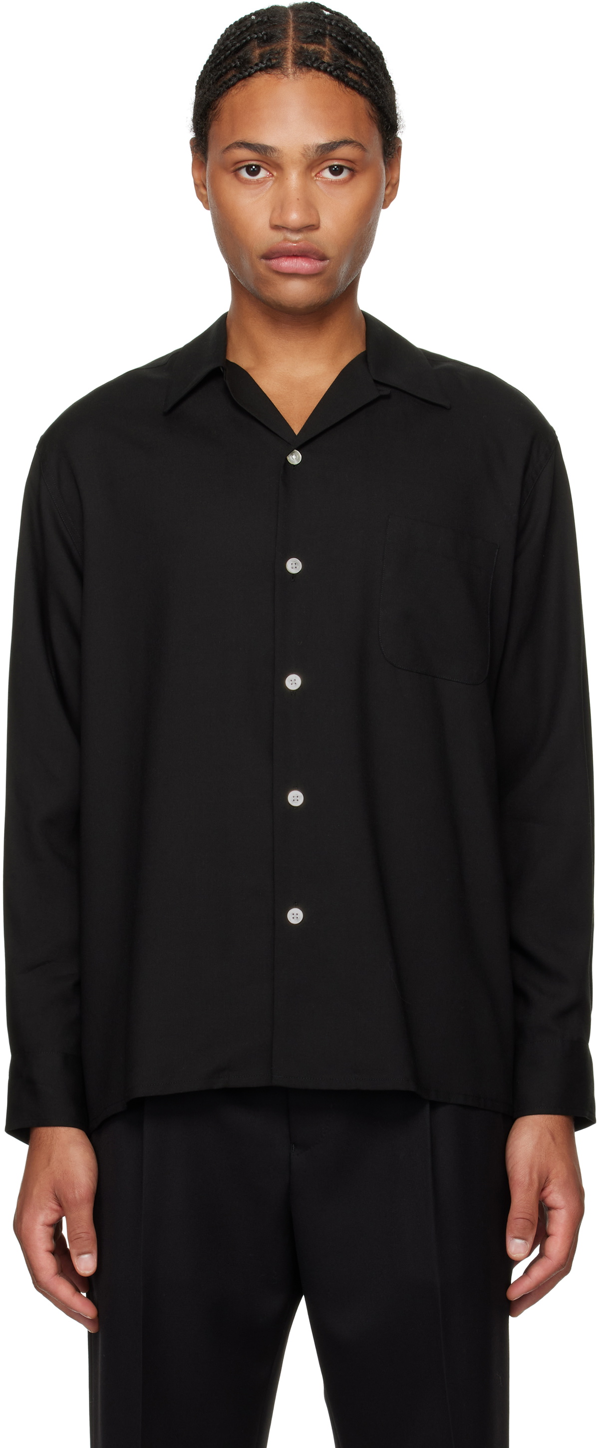 WACKO MARIA Black 50's Open Collar Shirt