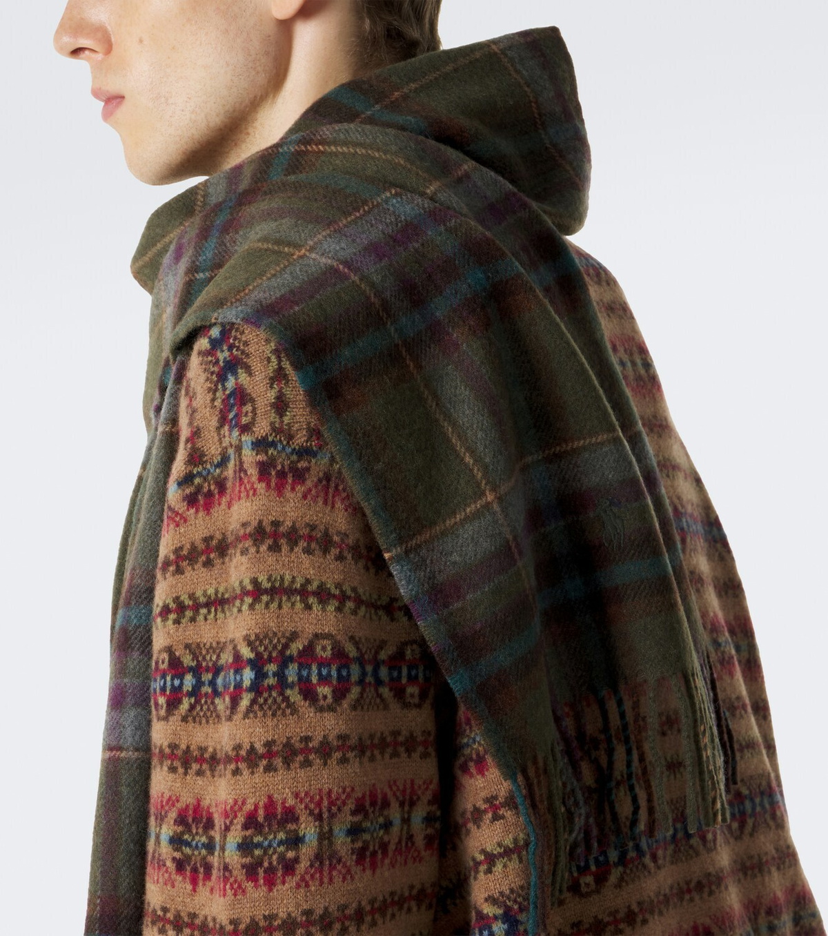 Polo Ralph Lauren Checked fringed wool scarf