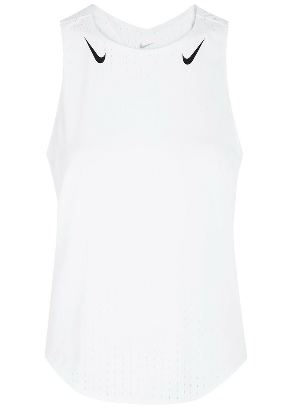 Photo: Nike Aeroswift Dri-fit Adv Perforated Jersey Running Vest White And Black