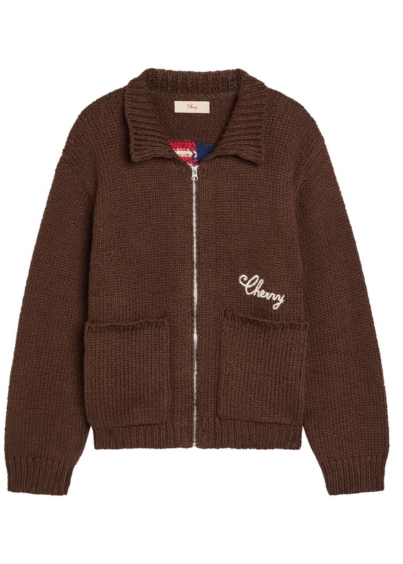 Photo: Cherry Los Angeles 1 Star Embroidered Cotton-knit Jacket Brown