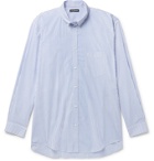 Balenciaga - Oversized Button-Down Collar Logo-Print Striped Cotton Shirt - Blue