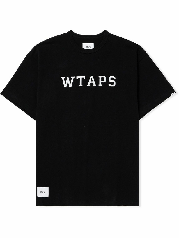 Photo: WTAPS - Logo-Print Appliquéd Cotton-Jersey T-Shirt - Black