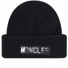 Moncler Men's Mirror Logo Beanie in Black