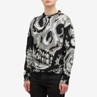 Alexander McQueen Men's Waxed Floral Skull Jacquard Jumper in Black/Silver