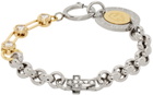 IN GOLD WE TRUST PARIS Silver & Gold Cross Charm & Logo Clasp Bracelet