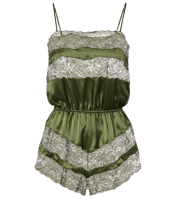 Photo: Saint Laurent Lace-trimmed silk satin romper