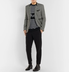 Balmain - Slim-Fit Logo-Intarsia Striped Cotton Sweater - Men - Black