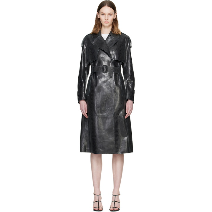 Photo: MACKAGE Black CARMELA-SNK Snake Pattern Leather Coat