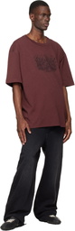 Maison Margiela Burgundy Embroidered Logo T-shirt