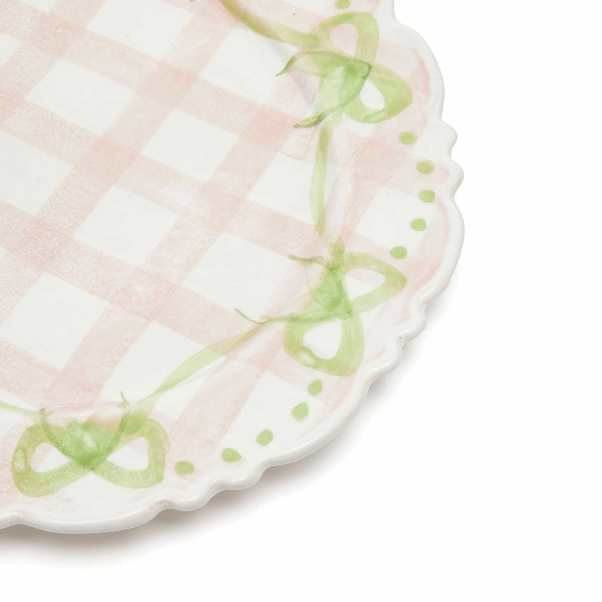 Damson Madder Women's Gingham Frilly Platter in Pink Gingham 