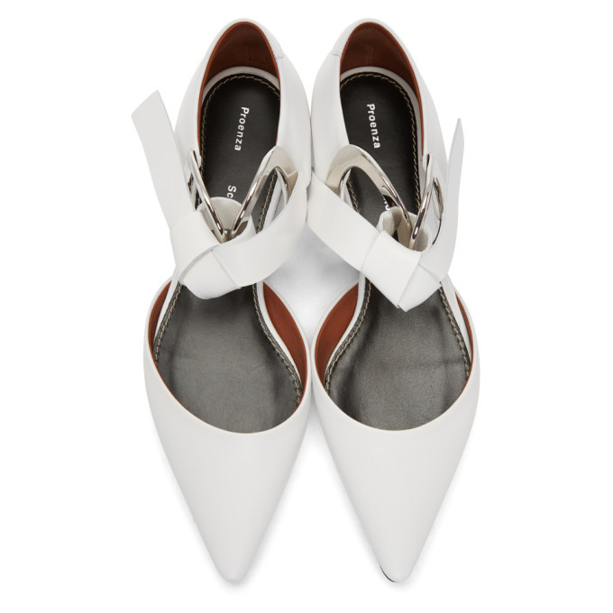 Proenza Schouler White Leather Grommet Dorsay Flats Proenza Schouler