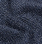 Incotex - Ribbed Mélange Virgin Wool Rollneck Sweater - Blue