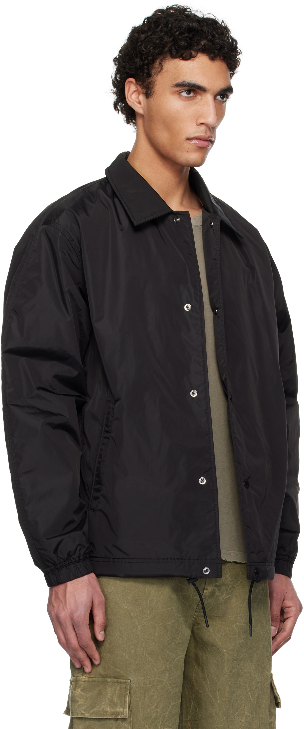 Reigning Champ Black ECONYL Satin Nylon Coach's Jacket