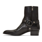 Saint Laurent Black Kangaroo-Look Wyatt Harness Stud Boots