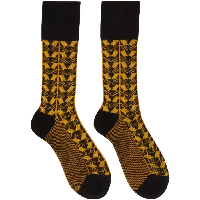 Photo: Prada Black and Yellow Geometric Socks