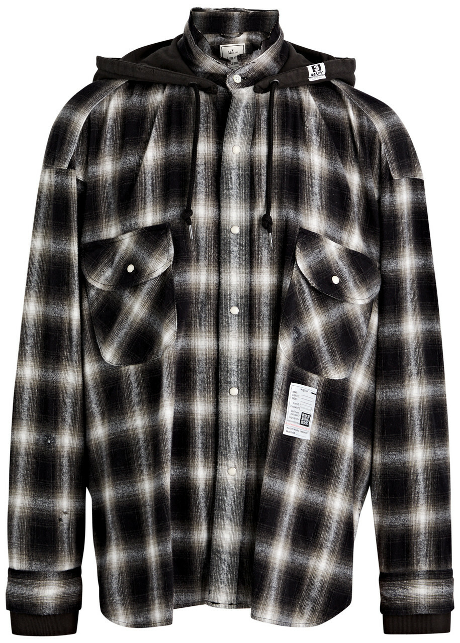 Maison Mihara yasuhiro Checked Hooded Flannel Shirt Black Maison