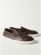 Christian Louboutin - Varsiboat Logo-Embossed Leather Loafers - Brown