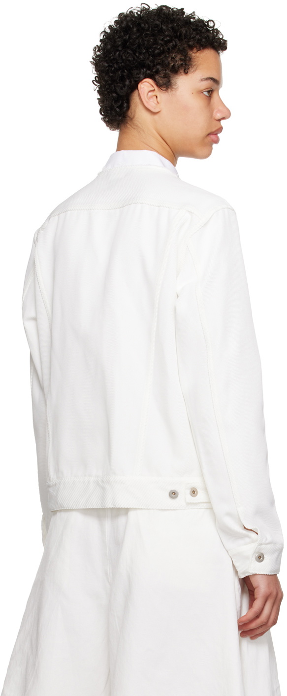 Black Comme des Garçons White Collarless Jacket