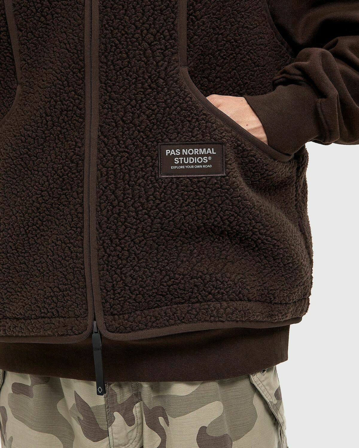 Pas Normal Studios Off-Race Pile Fleece Vest Brown Men
