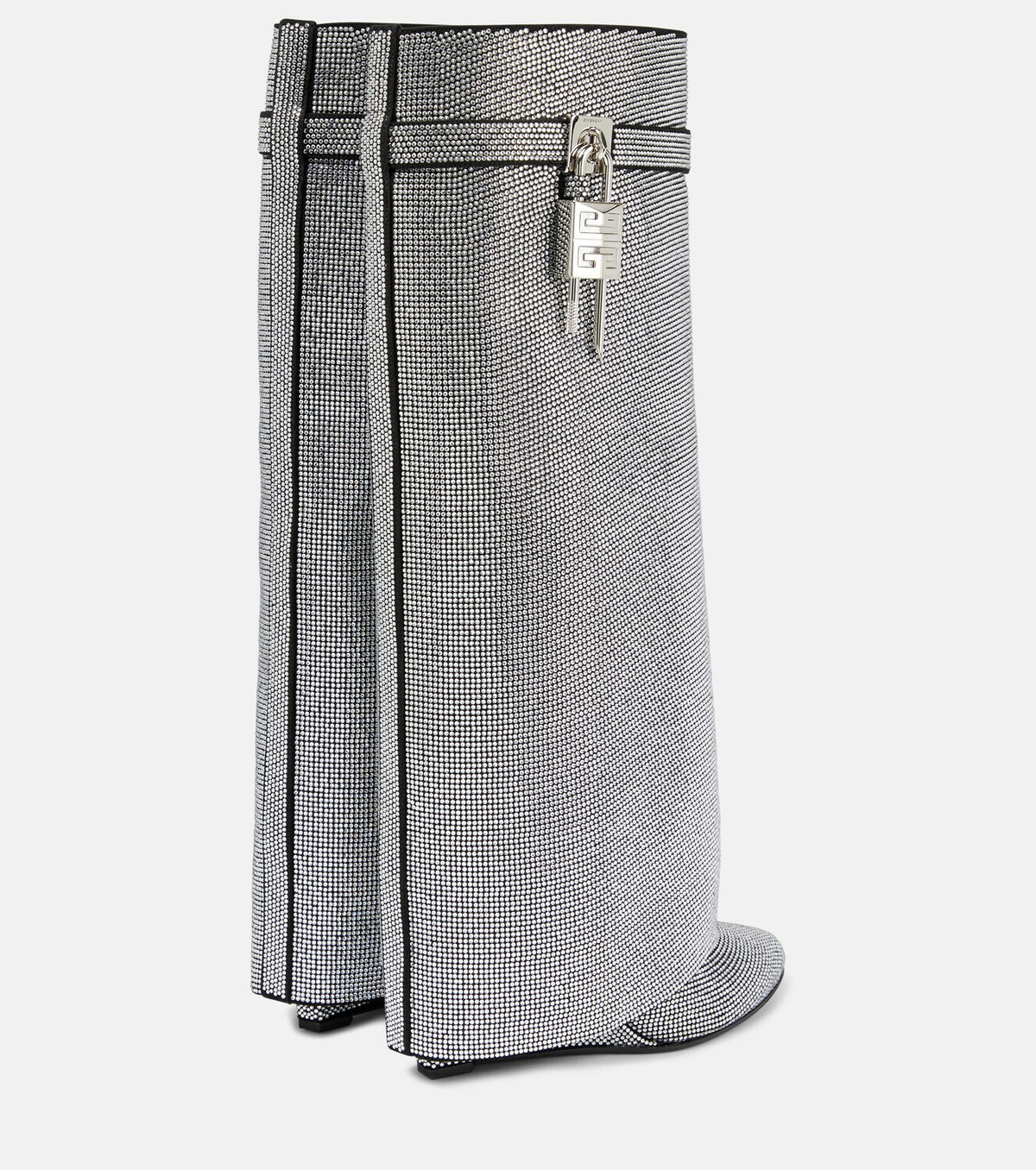 GIVENCHY シッフアッフハイカシャケット BW00KX61D6 001 GIVENCHY Shark Lock embellished glossed-leather knee boots