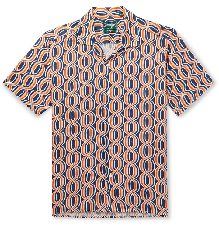 Photo: Gitman Vintage - Camp-Collar Printed Linen Shirt - Orange