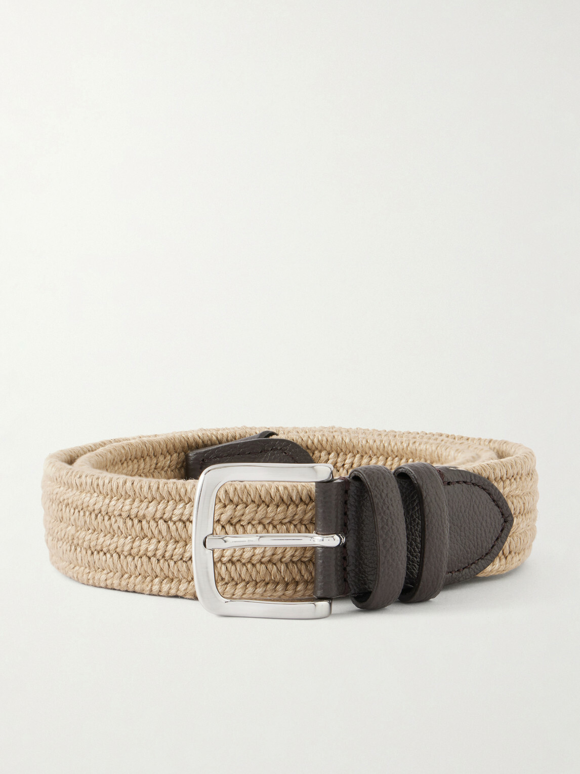 Mr P. - 3.5cm Leather-Trimmed Woven Belt - Neutrals