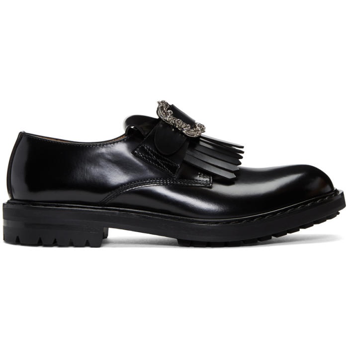 Photo: Alexander McQueen Black Engraved Buckle Loafers
