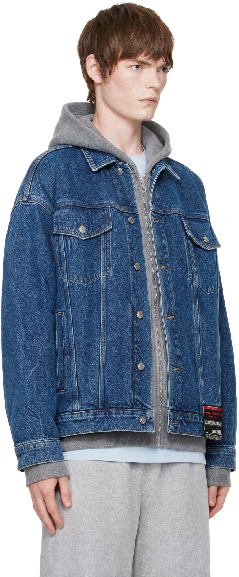 Alexander Wang Blue Flasher Graphic Oversized Denim Trucker Jacket