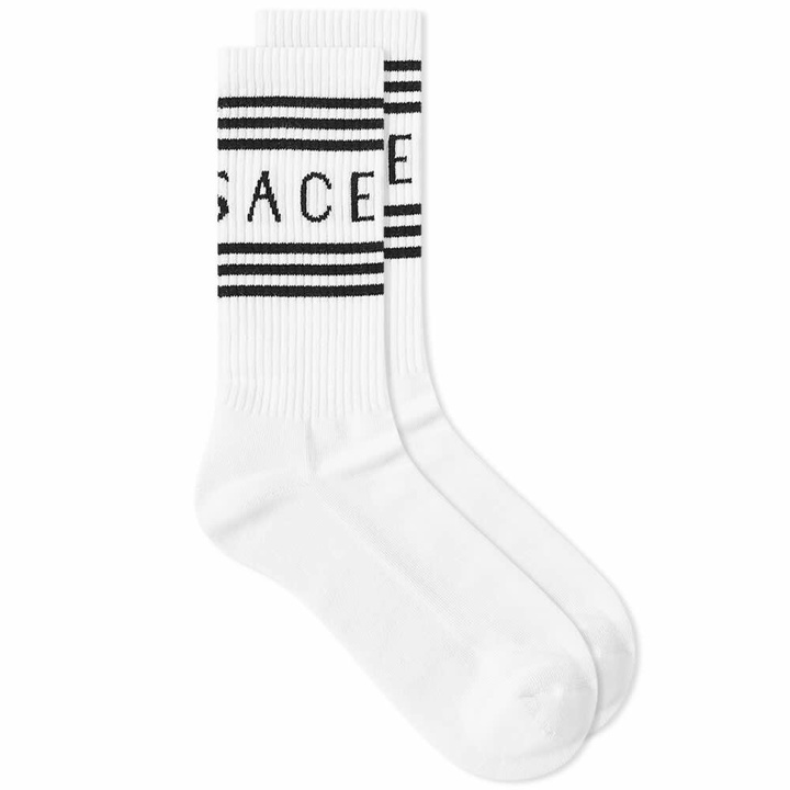 Photo: Versace Men's Logo Sport Socks in White/Black