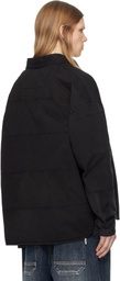 Juun.J Black Horizontal Stitched Denim Shirt