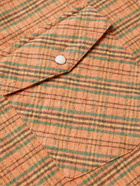 Auralee - Checked Silk and Cotton-Blend Flannel Shirt - Orange