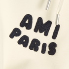 AMI Paris Men's Woven Ami Logo Jersey Hoodie in White Cream