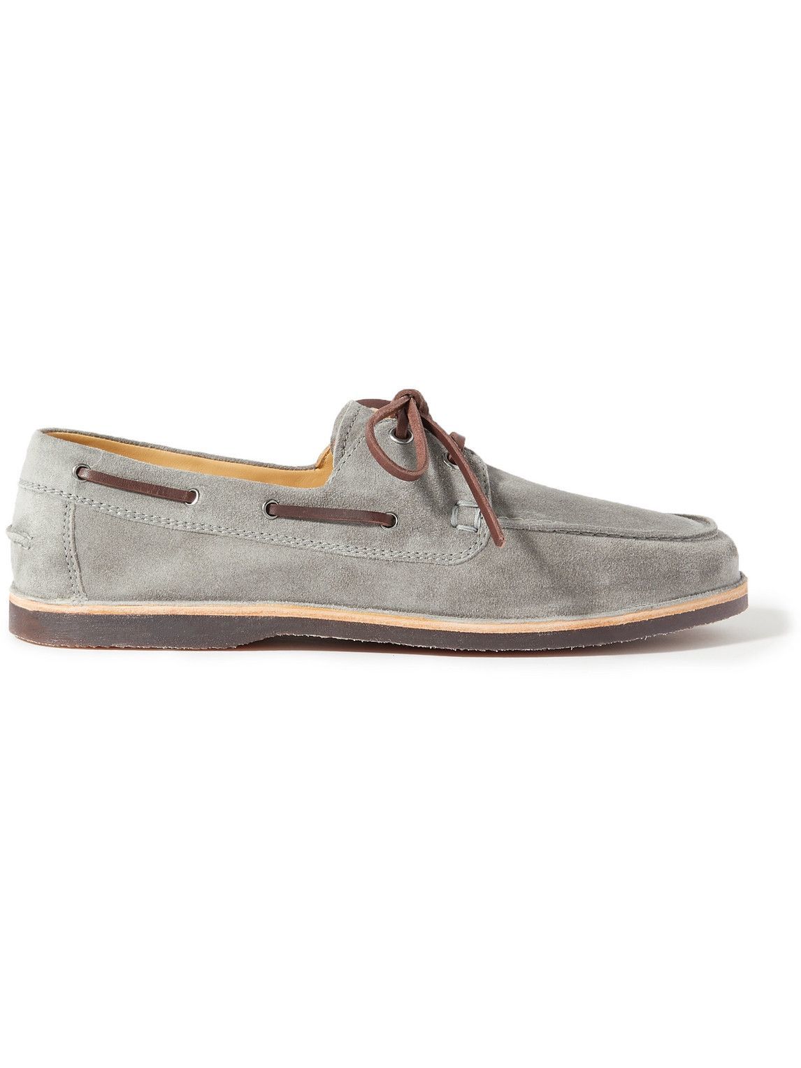 Brunello Cucinelli lace-up suede boat shoes - Blue