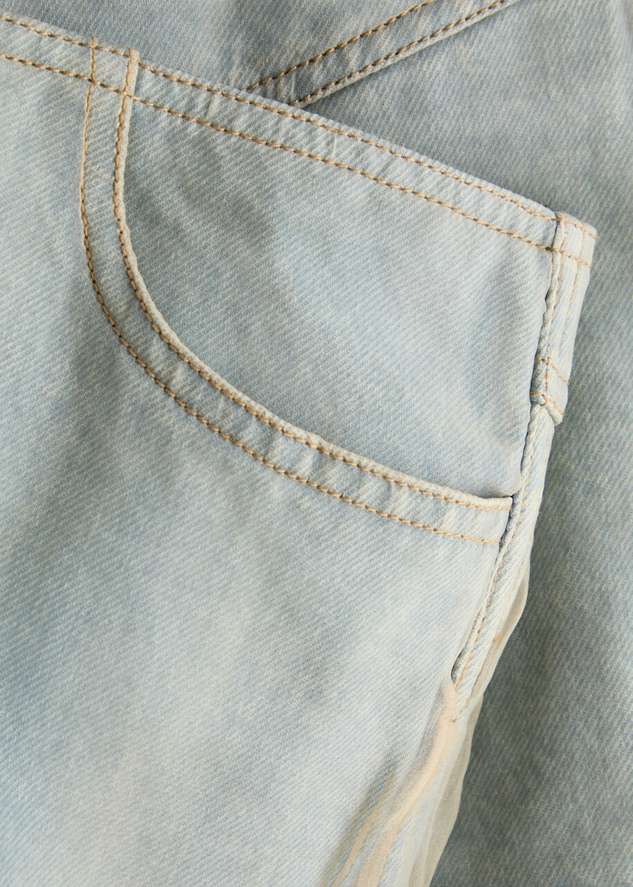 Christopher Esber Silk-chiffon and Denim Mini Skirt Blue