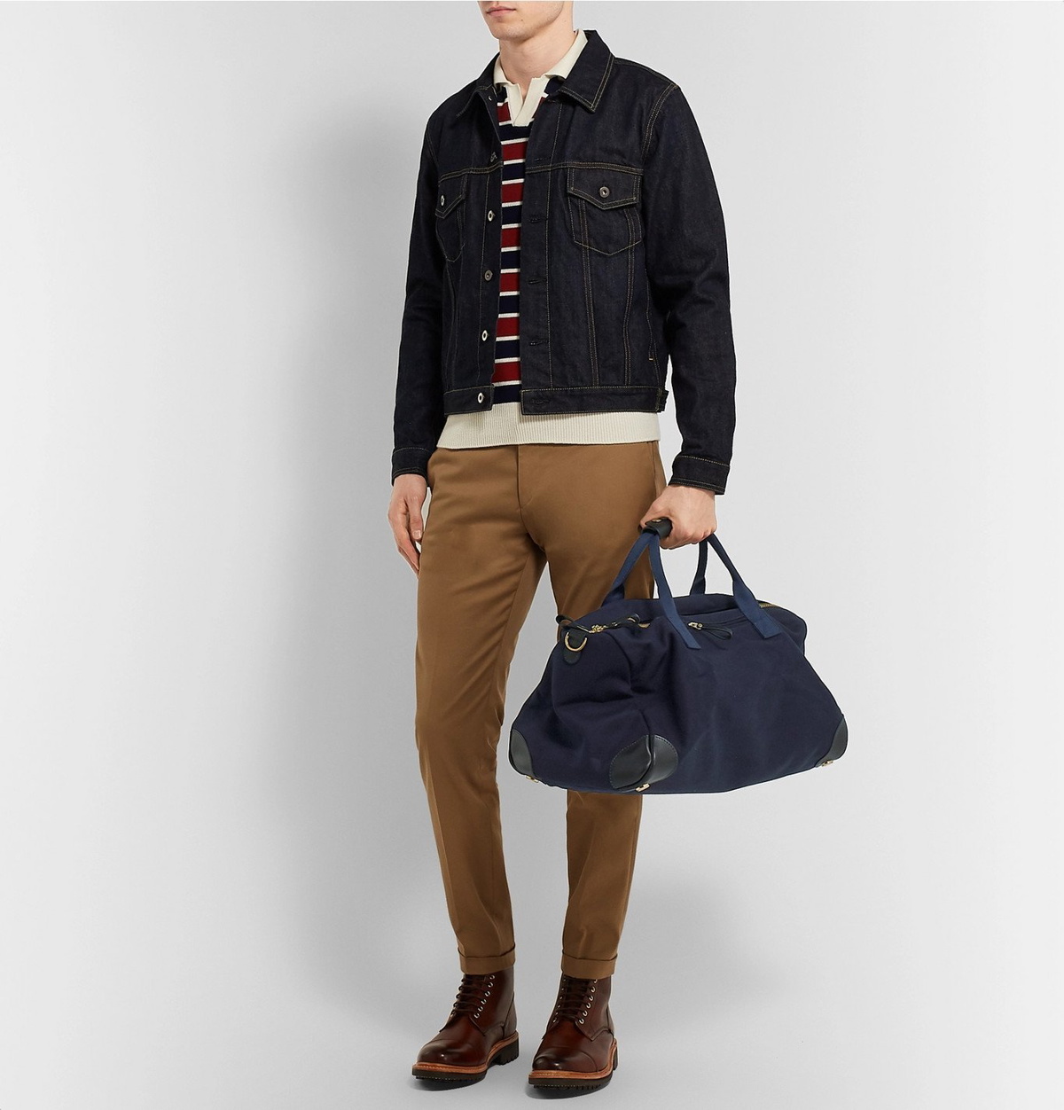 Bennett Winch - Commuter Leather-Trimmed Cotton-Twill Holdall - Blue ...