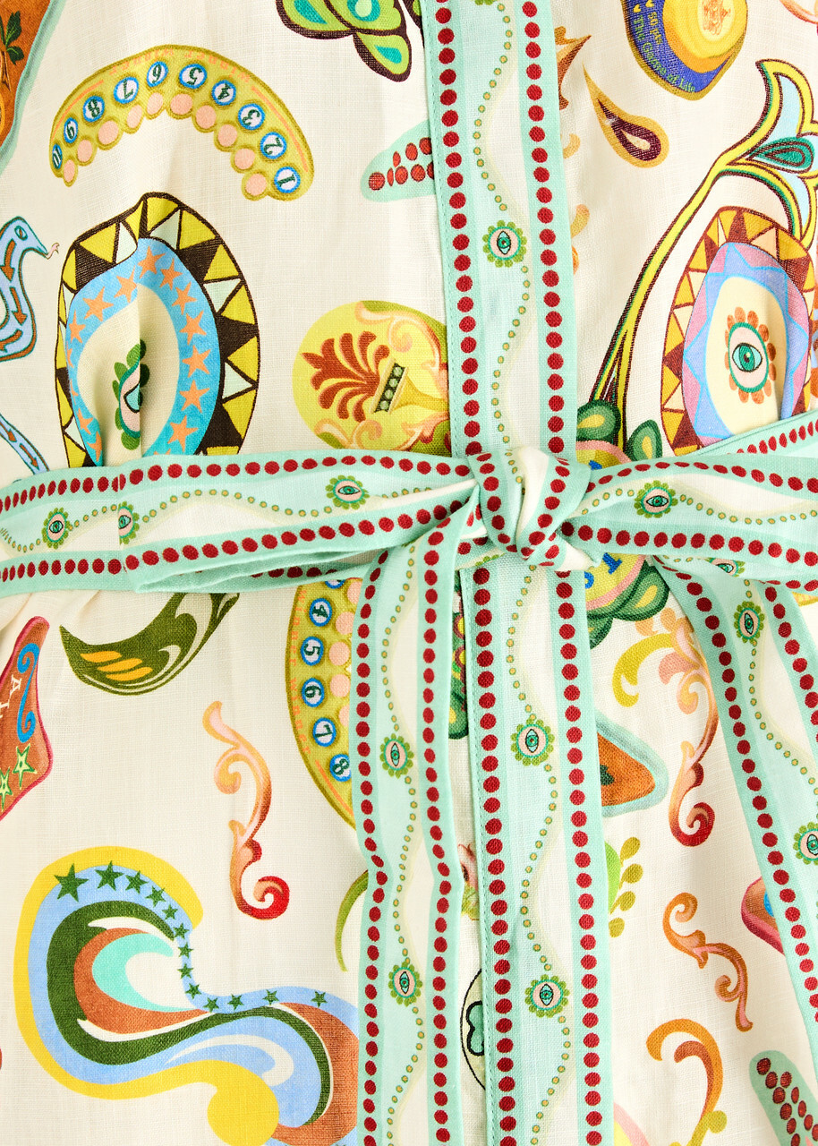 Alemais Arcade Printed Linen Maxi Shirt Dress Multicoloured ALMAIS