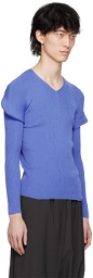 132 5. ISSEY MIYAKE Blue V-Neck Sweater