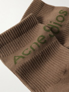 Acne Studios - Logo-Jacquard Stretch Cotton-Blend Socks - Green