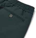 Mr P. - Slim-Fit Cropped Stretch Virgin Wool Drawstring Trousers - Men - Dark green