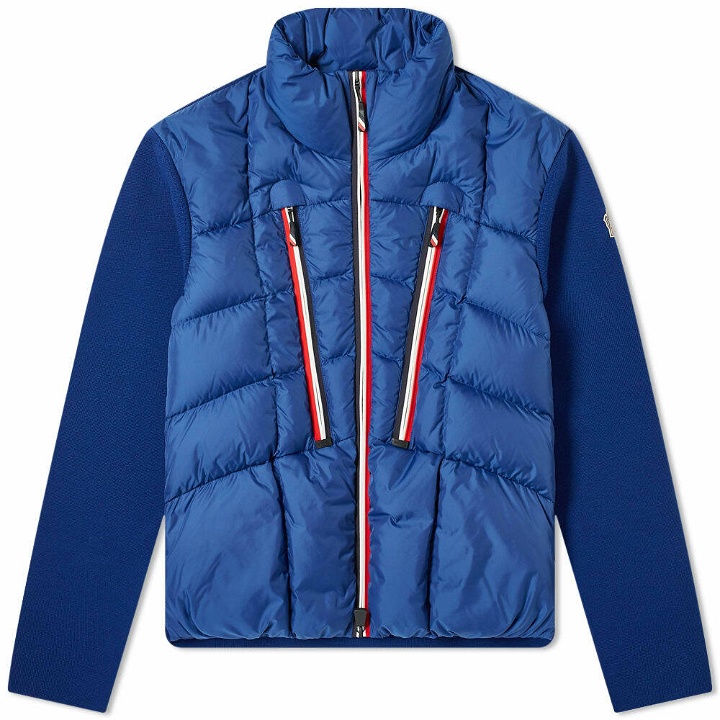 Photo: Moncler Grenoble Men's Maglione Knitted Arm Down Jacket in Blue