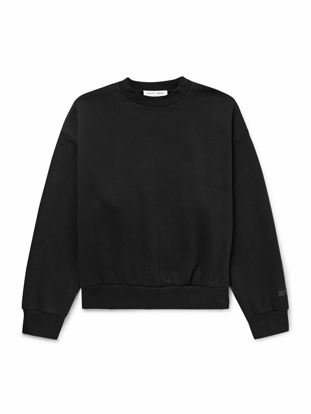 Photo: FEAR OF GOD ESSENTIALS - Logo-Appliquéd Cotton-Blend Jersey Sweatshirt - Black